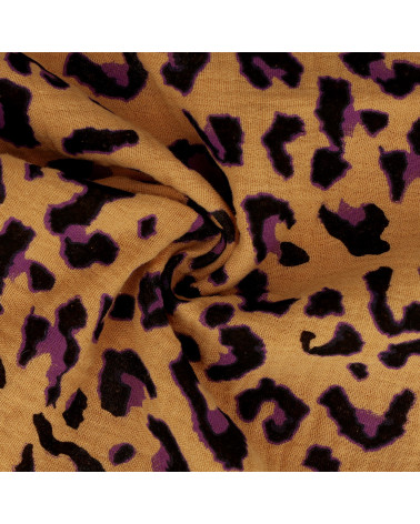 Doppelgaze-Stoff mit Leopardenmuster, 130 g/m², Leoparden-Kamel-Hintergrund pro Meter