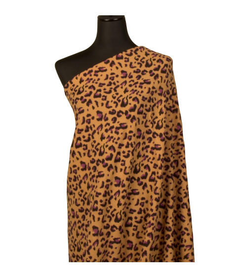 Double gauze leopard print fabric 130gsm leopard camel background per meter
