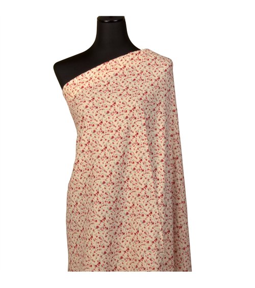 Tissu double gaze imprimée fleurs 130gsm fleur rouge au mètre