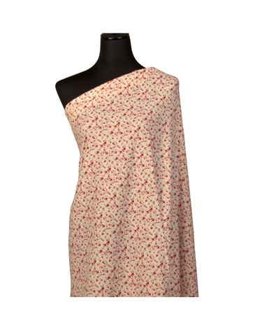 Tissu double gaze imprimée fleurs 130gsm fleur rouge au mètre
