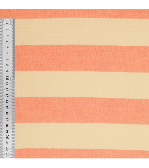 Tessuto a righe doppia garza color salmone da 140 g/mq