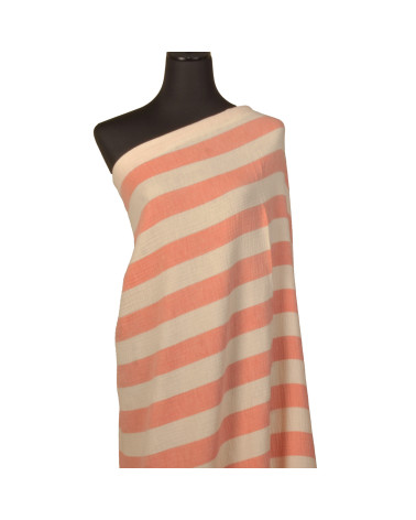 Double gauze stripe fabric 140gsm salmon per meter