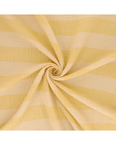 Tela de gasa doble de rayas de 140 g/m² de color amarillo pálido por metros