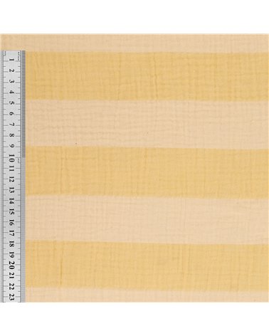 Tissu rayure double gaze 140gsm jaune pâle au mètre