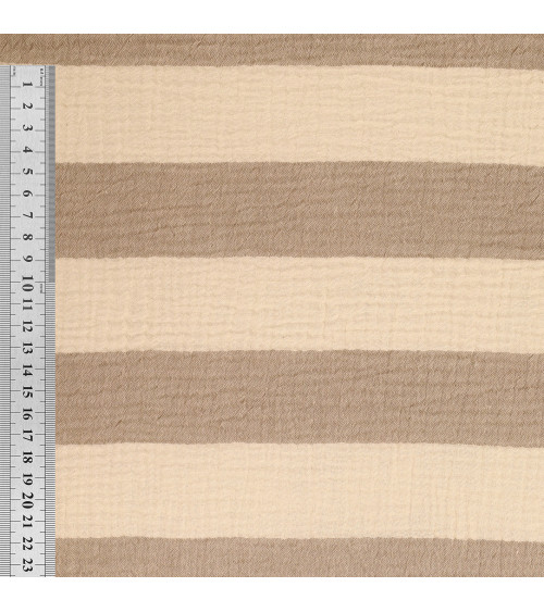 Doppelgaze-Streifenstoff, 140 g/m², Taupe pro Meter