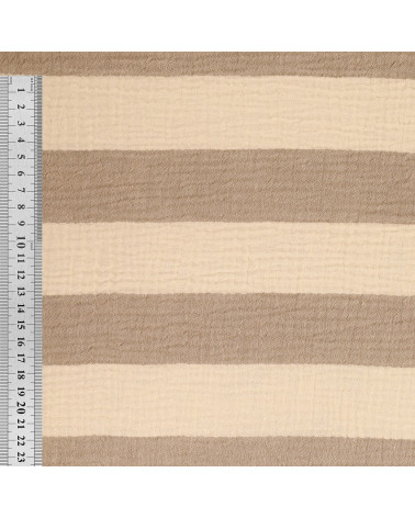 Tela de gasa doble a rayas 140gsm taupe por metro