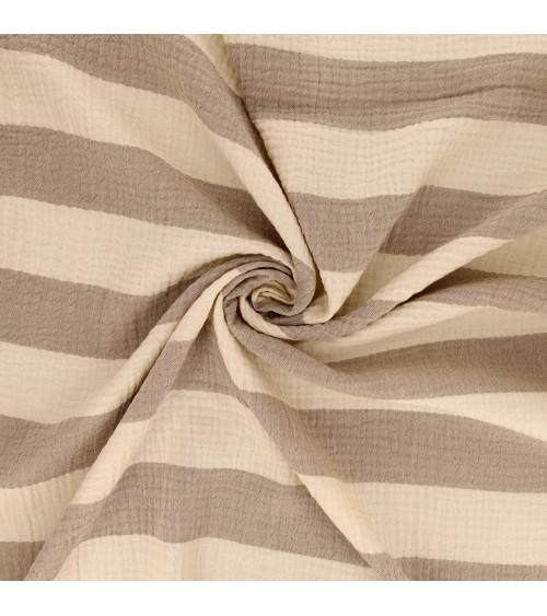 Tela de gasa doble a rayas 140gsm taupe por metro
