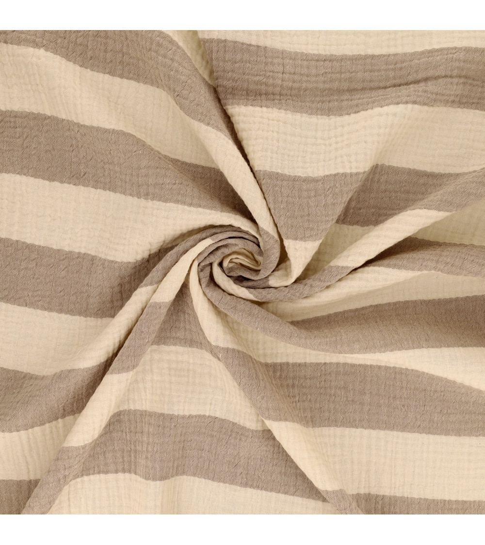 Doppelgaze-Streifenstoff, 140 g/m², Taupe pro Meter