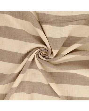 Tela de gasa doble a rayas 140gsm taupe por metro