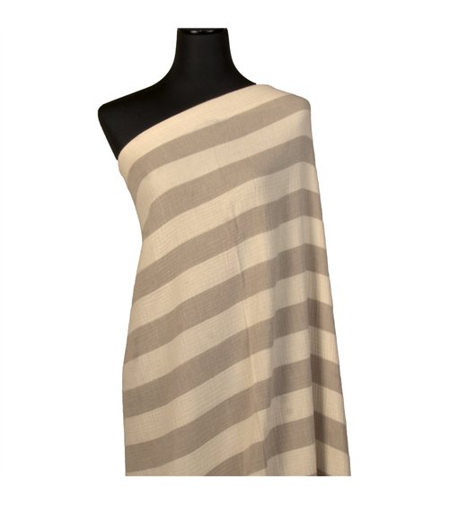 Tissu rayure double gaze 140gsm taupe au mètre