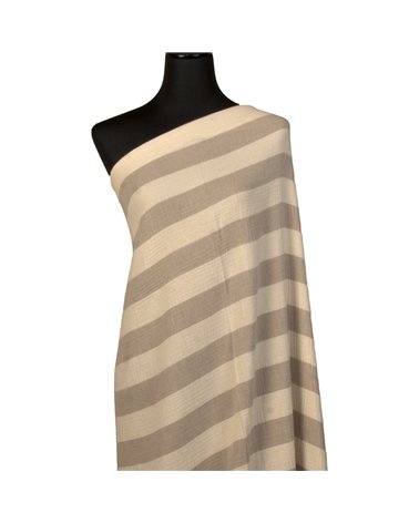Tissu rayure double gaze 140gsm taupe au mètre