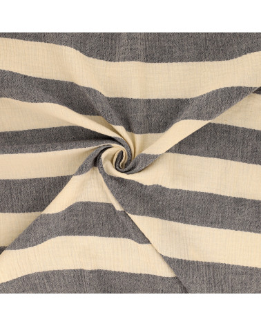 Navy double gauze stripe fabric 140gsm per meter