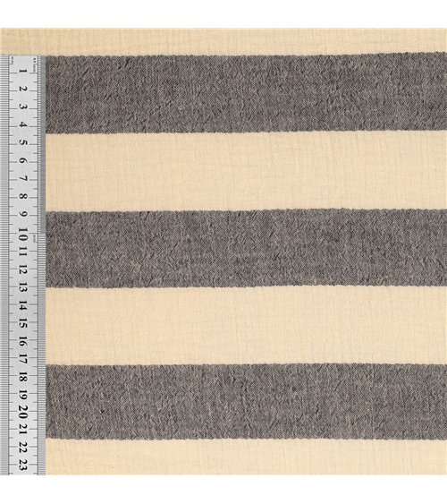 Tissu rayure double gaze 140gsm marine au mètre