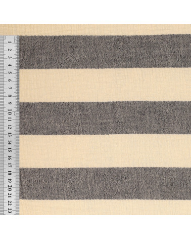 Navy double gauze stripe fabric 140gsm per meter