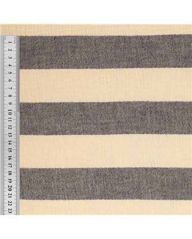 Tissu rayure double gaze 140gsm marine au mètre