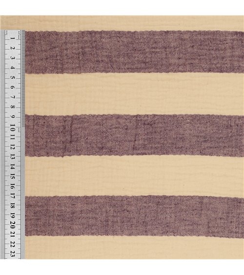 Tissu rayure double gaze 140gsm violet au mètre