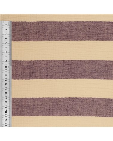 Tissu rayure double gaze 140gsm violet au mètre