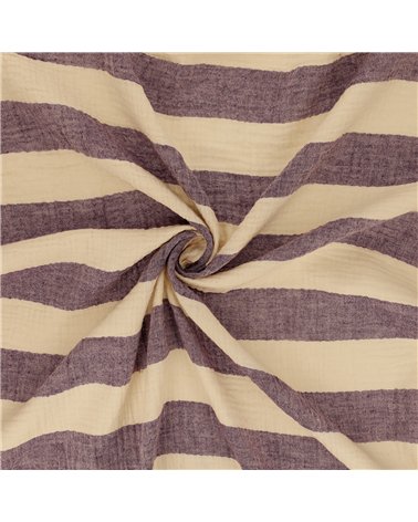 Tissu rayure double gaze 140gsm violet au mètre