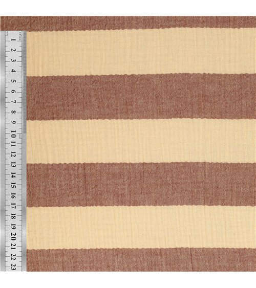 Tissu rayure double gaze 140gsm rouille au mètre