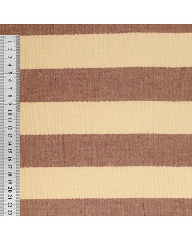Double gauze stripe fabric 140gsm rust by the meter