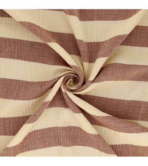 Double gauze stripe fabric 140gsm rust by the meter