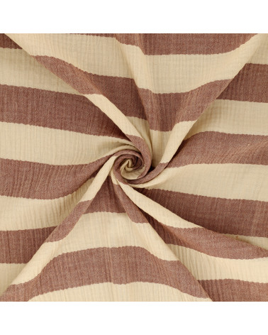 Double gauze stripe fabric 140gsm rust by the meter