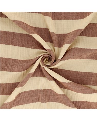Tissu rayure double gaze 140gsm rouille au mètre