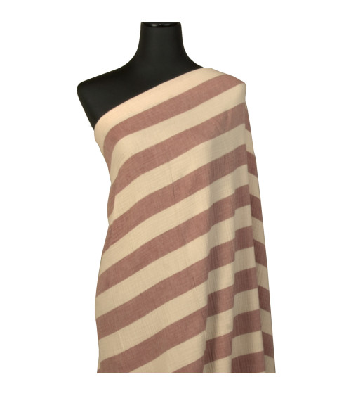 Double gauze stripe fabric 140gsm rust by the meter