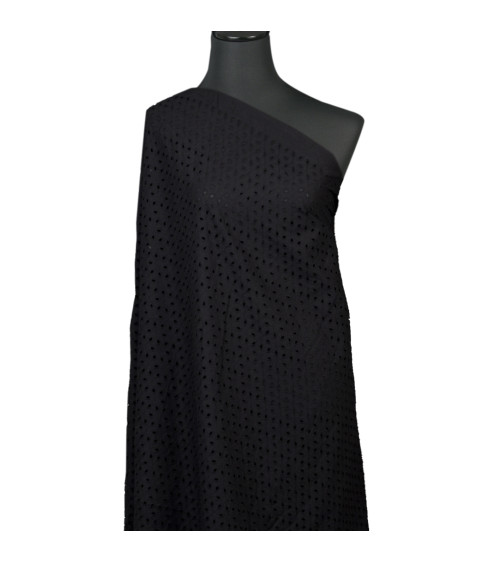 English embroidery 100% cotton black diamonds per meter