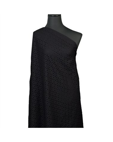 Broderie anglaise 100% coton losanges noir au mètre
