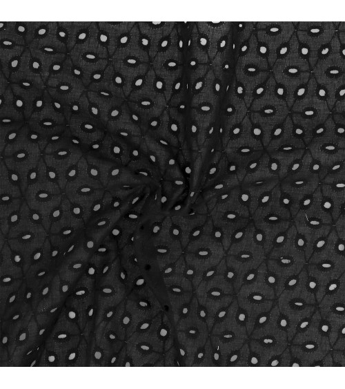 English embroidery 100% cotton black diamonds per meter