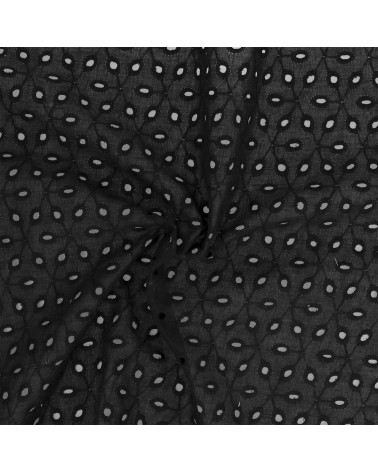 English embroidery 100% cotton black diamonds per meter