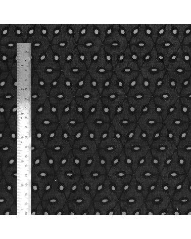 Englische Stickerei, 100 % Baumwolle, schwarze Rauten pro Meter