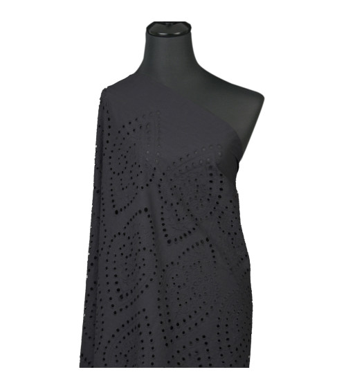 English embroidery 100% cotton large black arabesques by the meter