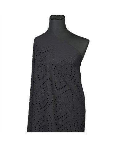 Broderie anglaise 100% coton grandes arabesques noir au mètre