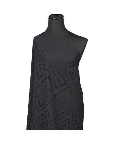 English embroidery 100% cotton large black arabesques by the meter