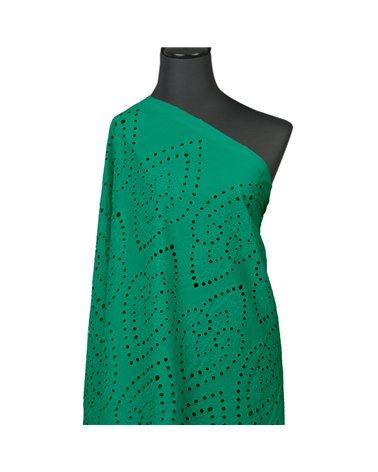 Broderie anglaise 100% coton grandes arabesques nil au mètre