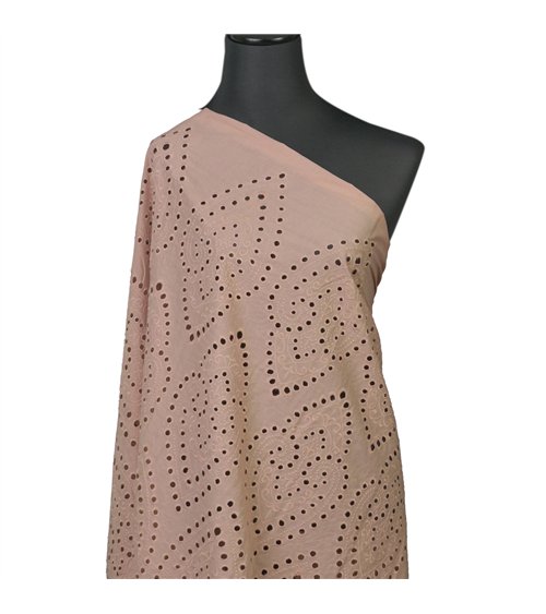 Broderie anglaise 100% coton grandes arabesques mastic au mètre