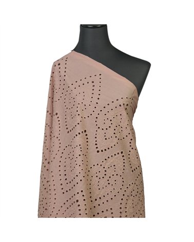 Broderie anglaise 100% coton grandes arabesques mastic au mètre
