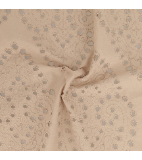 Ricamo inglese 100% cotone arabeschi grandi in stucco al metro