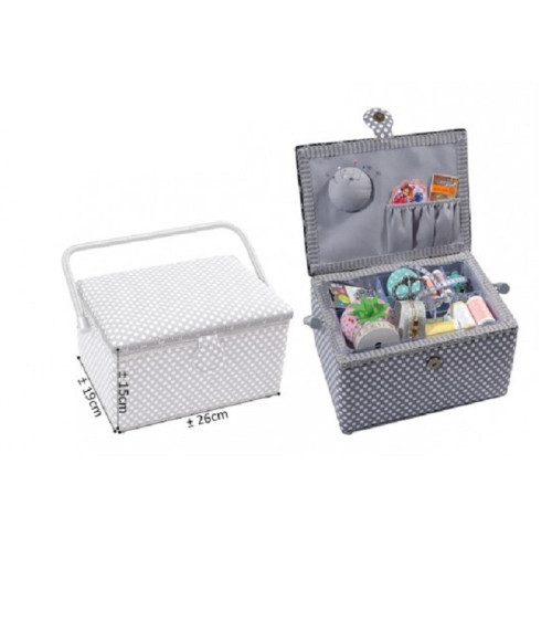 Rectangular sewing box 29x21x20cm black stars print