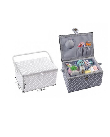Rectangular sewing box 29x21x20cm black stars print