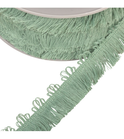 Bobina da 25 m, frangia picot verde kaki chiaro da 25 mm