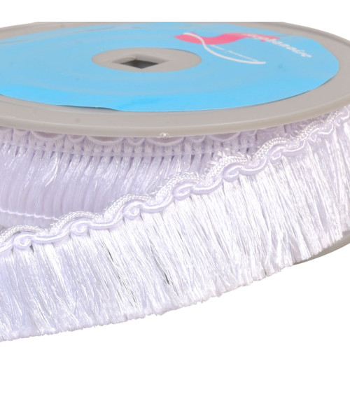 Bobina di frangia da 10 m con treccia smerlata bianca da 34 mm