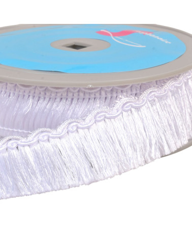 Bobina di frangia da 10 m con treccia smerlata bianca da 34 mm