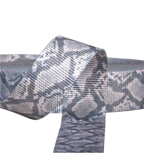 Bobine 14,5m sangle peau de serpent 38mm gris clair