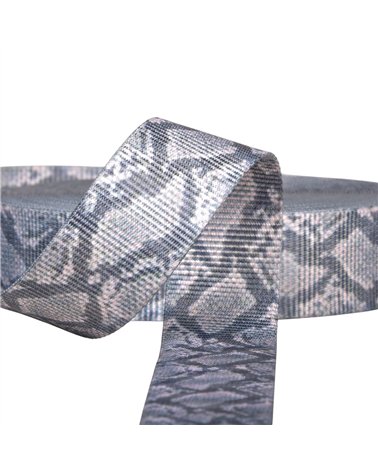 Bobine 14,5m sangle peau de serpent 38mm gris clair