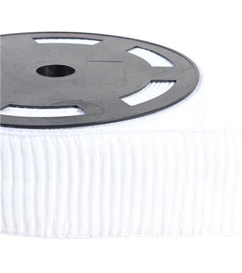 Bobine 10m élastique monte jupe coton 70mm blanc