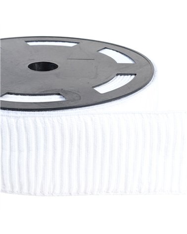 Bobine 10m élastique monte jupe coton 70mm blanc