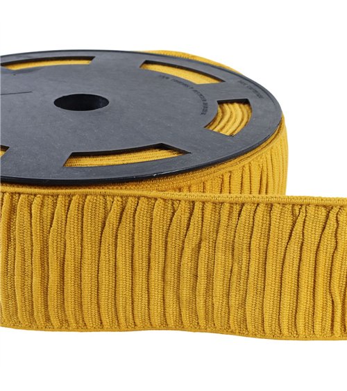 Bobine 10m élastique monte jupe coton 70mm jaune or